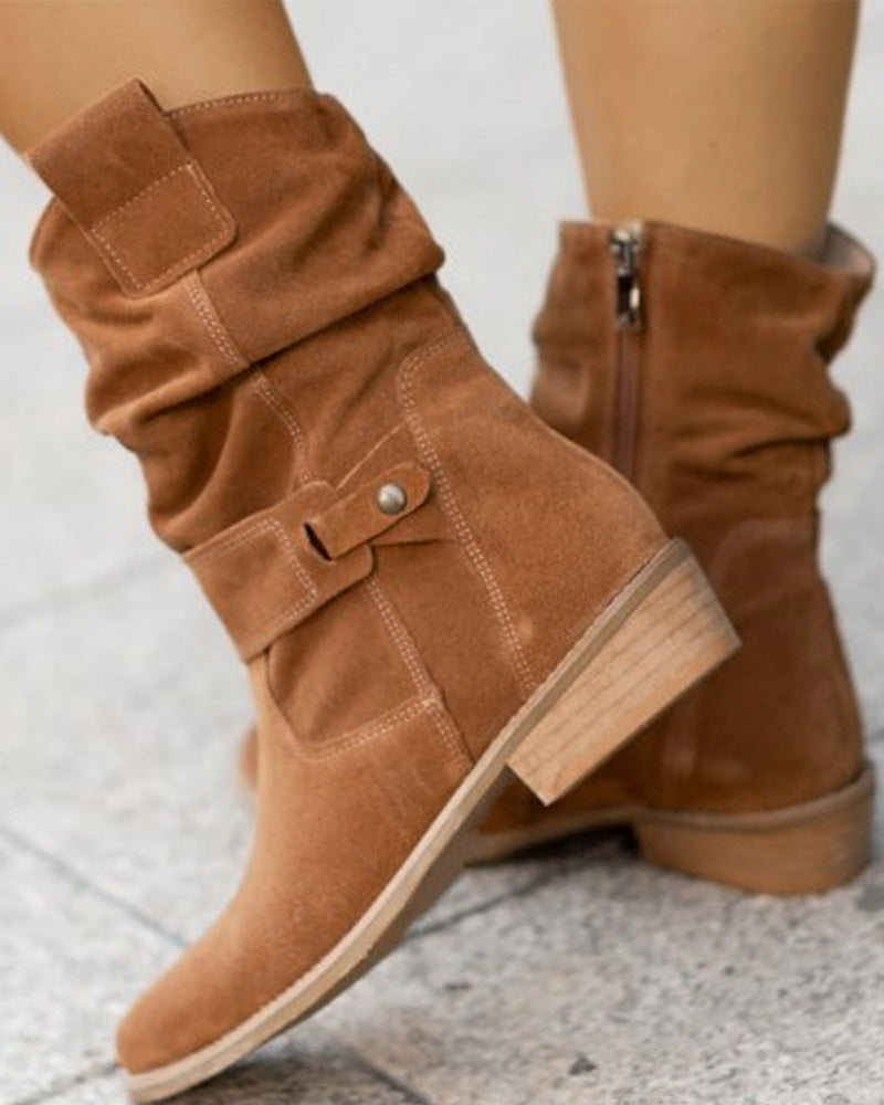 EM | Mid-Calf-Stiefel mit Riemen-Detail