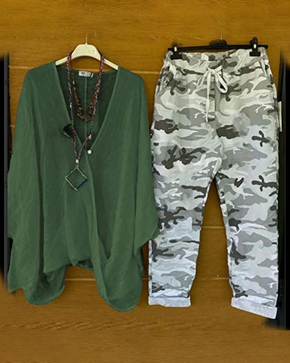 EM | Set aus Hose und Bluse mit Tarnmuster