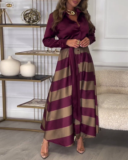 MW | Elegantes gestreiftes Maxikleid