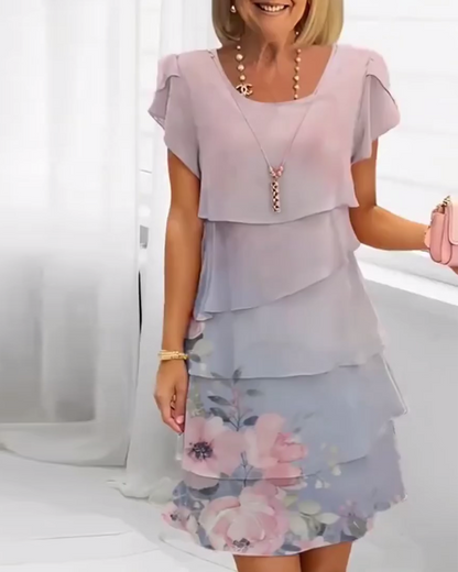 MW | Elegantes Petal Ärmel Kleid mit Blumenprint