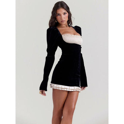 MW | Elegantes langärmeliges rückenfreies Minikleid