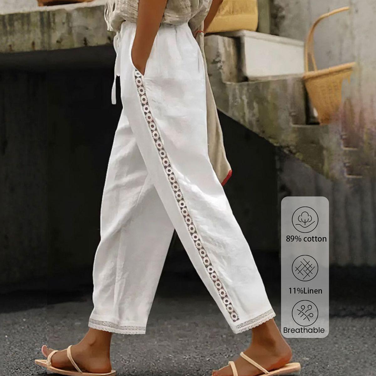 EM | Weiße Boho-Hose mit Kordelzug