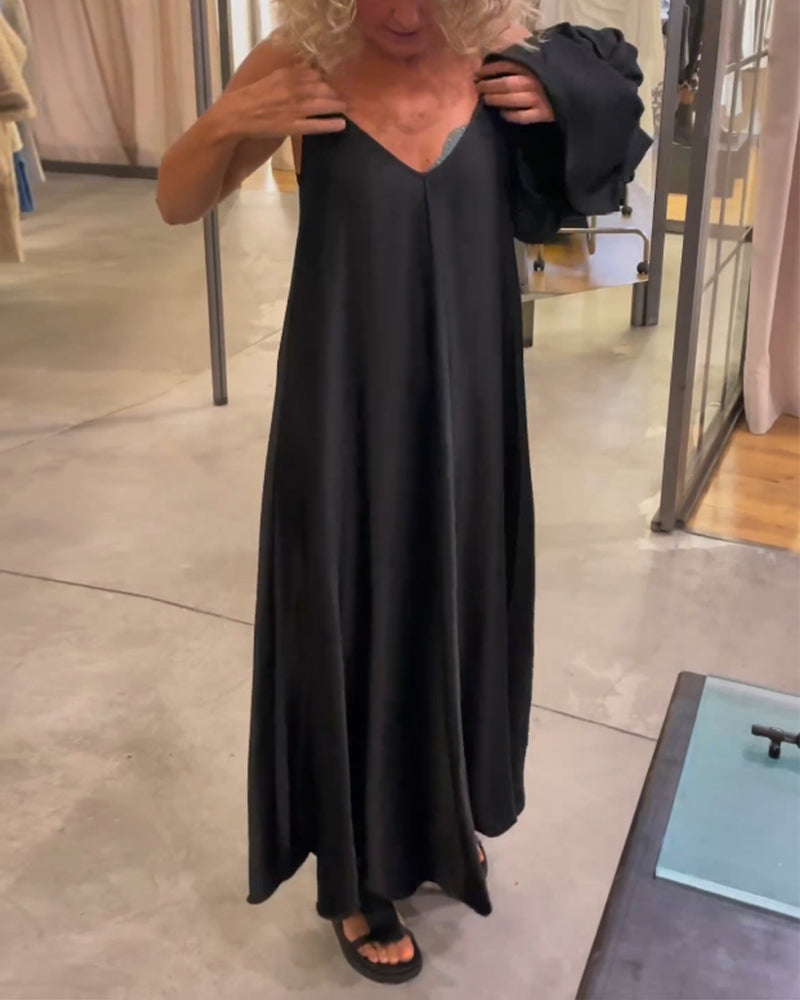 MW | Zweiteiliges Set mit trägerlosem Kleid und einfarbigem Oberteil