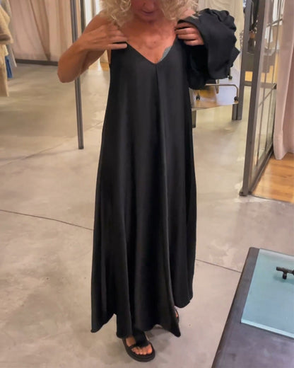 MW | Zweiteiliges Set mit trägerlosem Kleid und einfarbigem Oberteil