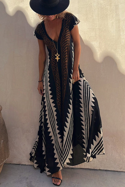 MW | Strandtermine Ethnodruck Maxikleid in A-Linie