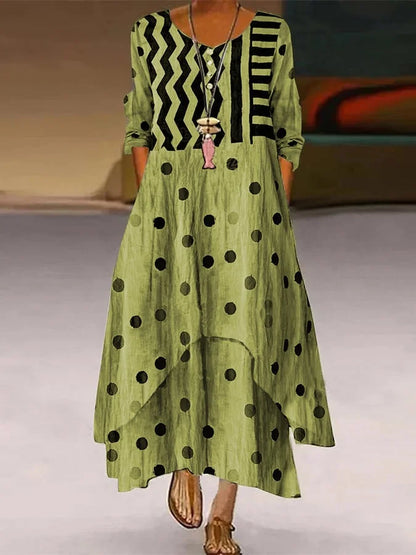 EM | Maxikleid mit Polka Dot und geometrischem Muster