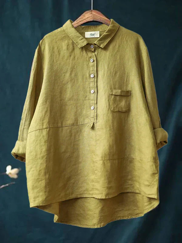EM | Reverskragen Button-Down Langarmhemd mit Taschen