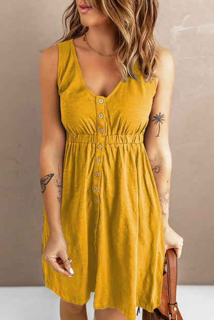 EM | ärmelloses Mini Kleid mit Knopfleiste