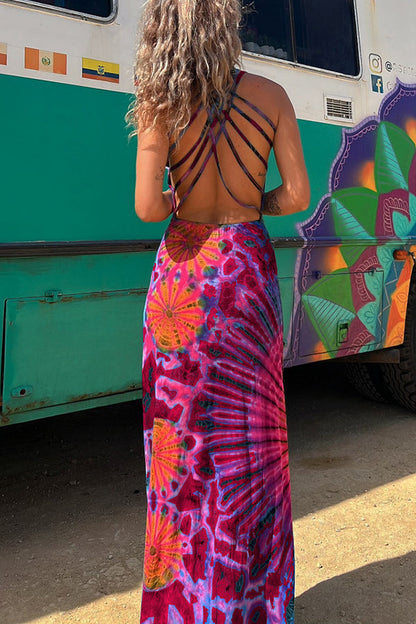 EM | La Bamba Batik-Maxikleid mit kokettem Schnürdetail am Rücken