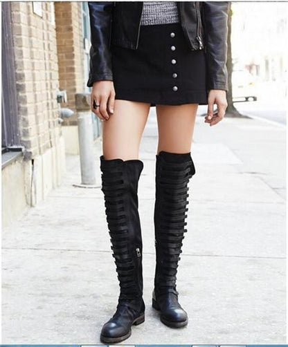 EM | Kniehohe Gladiator-Stiefel mit Riemchen
