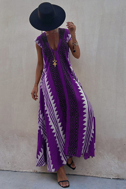 MW | Strandtermine Ethnodruck Maxikleid in A-Linie