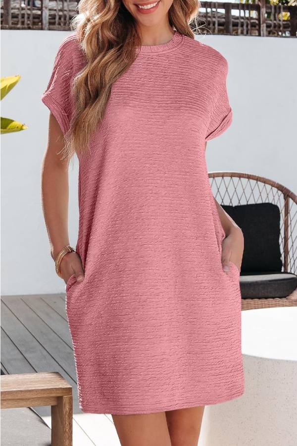 MW | Damen Leichtes Sommer-T-Shirt-Kleid mit Taschen