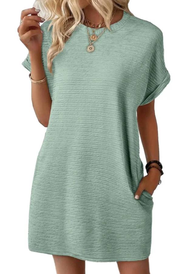 MW | Damen Leichtes Sommer-T-Shirt-Kleid mit Taschen