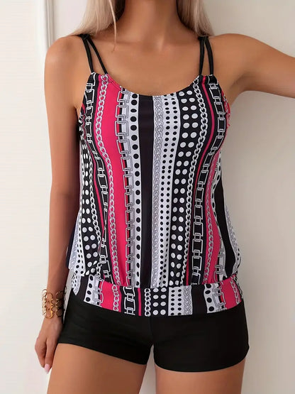 EM | Gestreiftes Tankini mit Druck