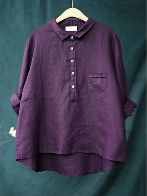 EM | Reverskragen Button-Down Langarmhemd mit Taschen