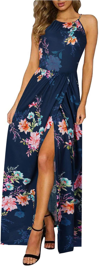MW | Halter Maxikleid mit Schlitz