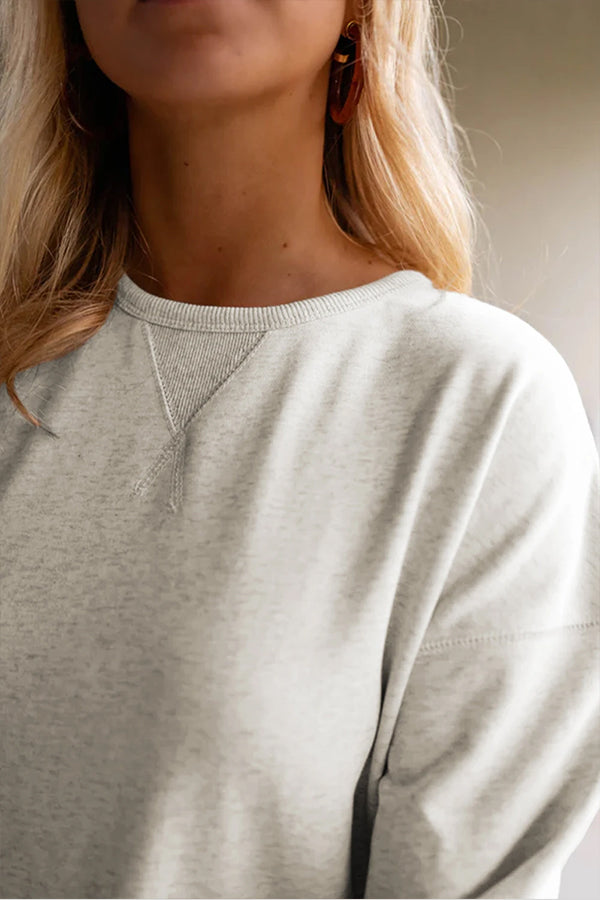 MW | Weiß Einfarbig Rüschensaum Mini Sweatshirt Kleid