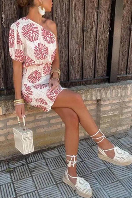 MW | Modernes bedrucktes Röhren-Minikleid