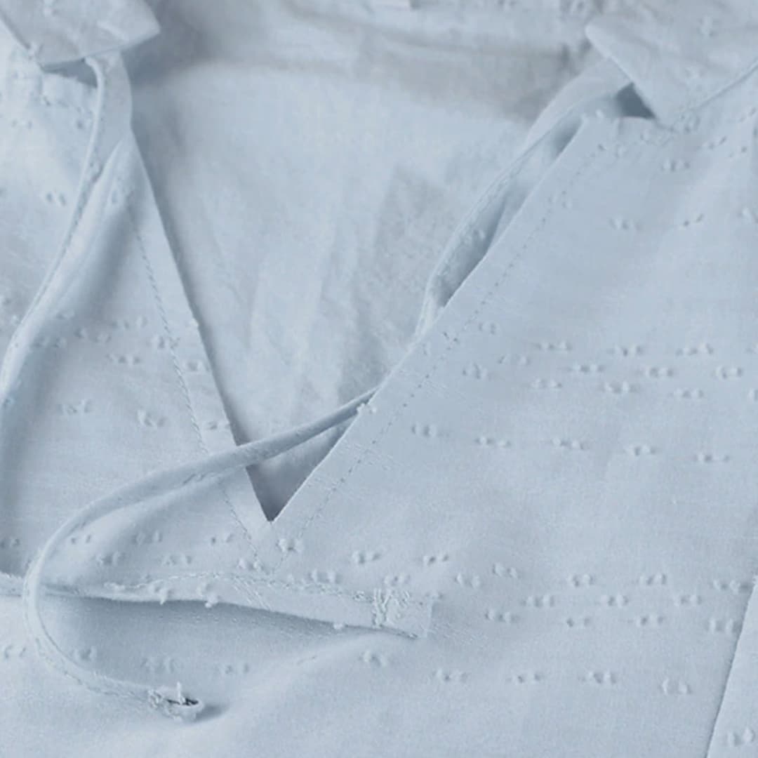 MW | Damen-Sommer-Shirt-Kleid mit Bindekragen und Seitentaschen