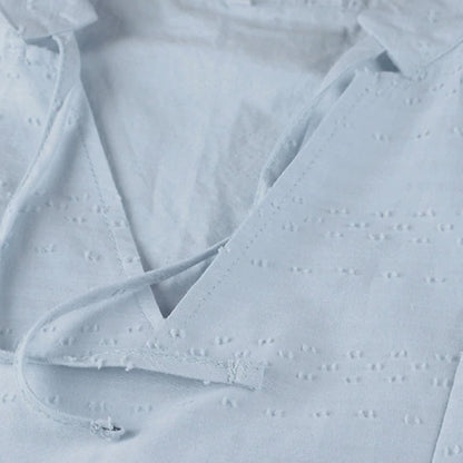 MW | Damen-Sommer-Shirt-Kleid mit Bindekragen und Seitentaschen