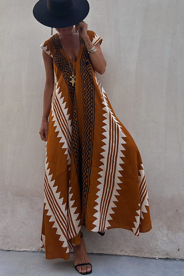 MW | Strandtermine Ethnodruck Maxikleid in A-Linie