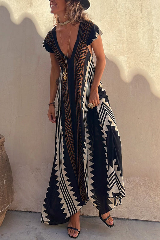 MW | Strandtermine Ethnodruck Maxikleid in A-Linie