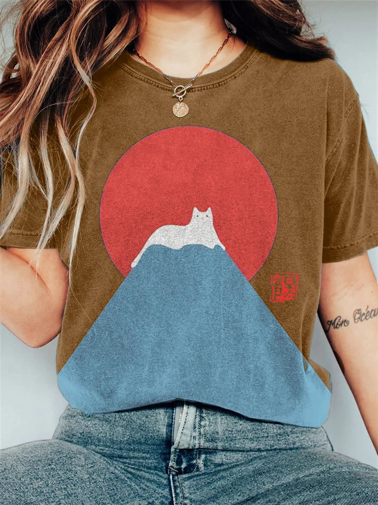 EM | Grafik Katze Berg T-Shirt