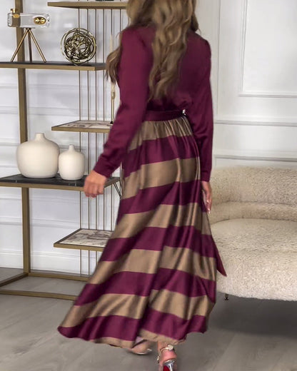 MW | Elegantes gestreiftes Maxikleid