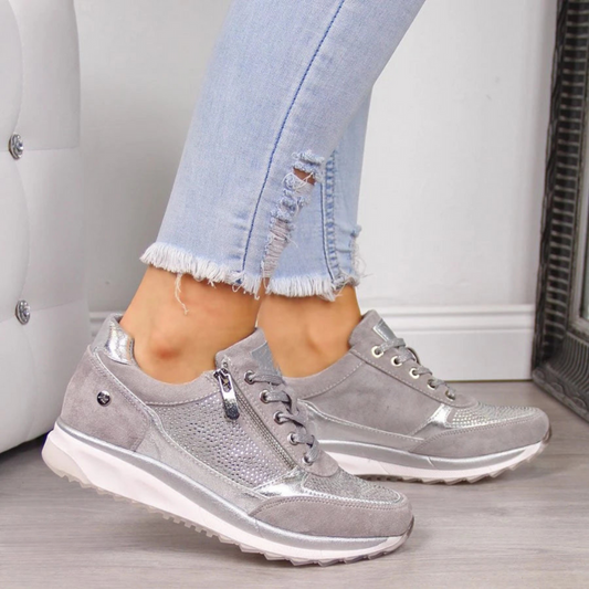 EM | Metallic-Sneakers mit Reißverschluss