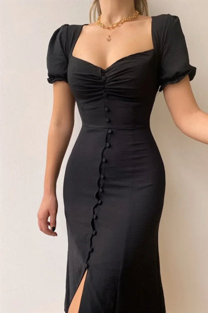 MW | Sweetheart Neck Kurzärmeliges Kleid