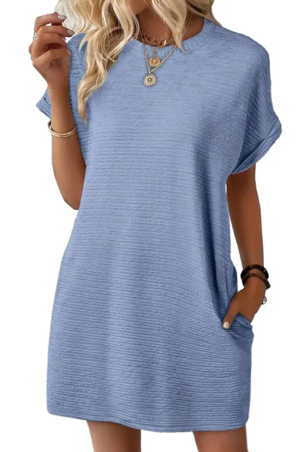 MW | Damen Leichtes Sommer-T-Shirt-Kleid mit Taschen