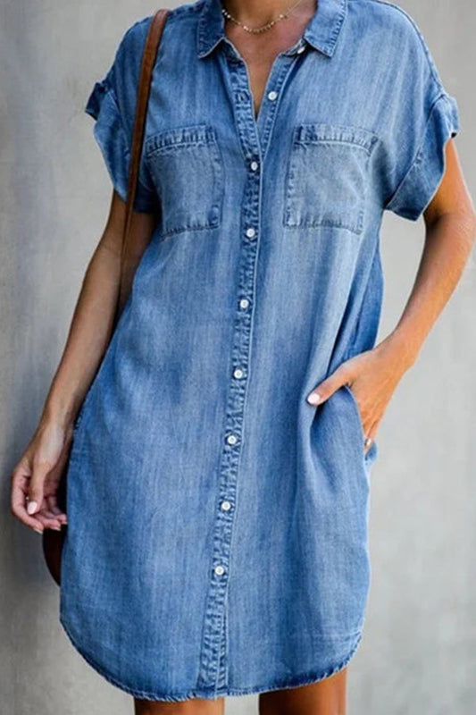 MW | kurzärmliges Midikleid aus Denim