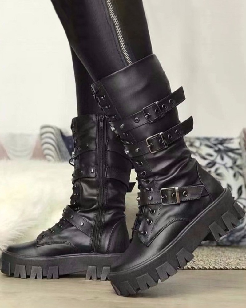 EM | Stiefel mit Reißverschluss und Schnallen