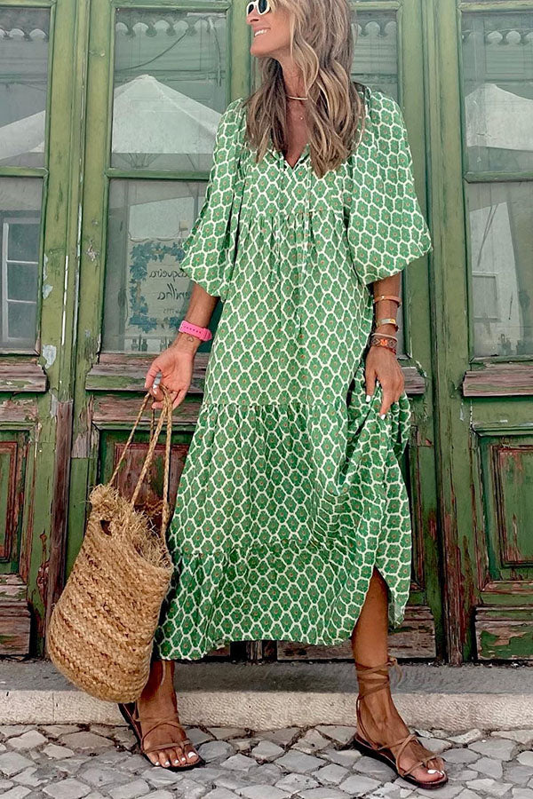 MW | Midikleid mit Puffärmeln
