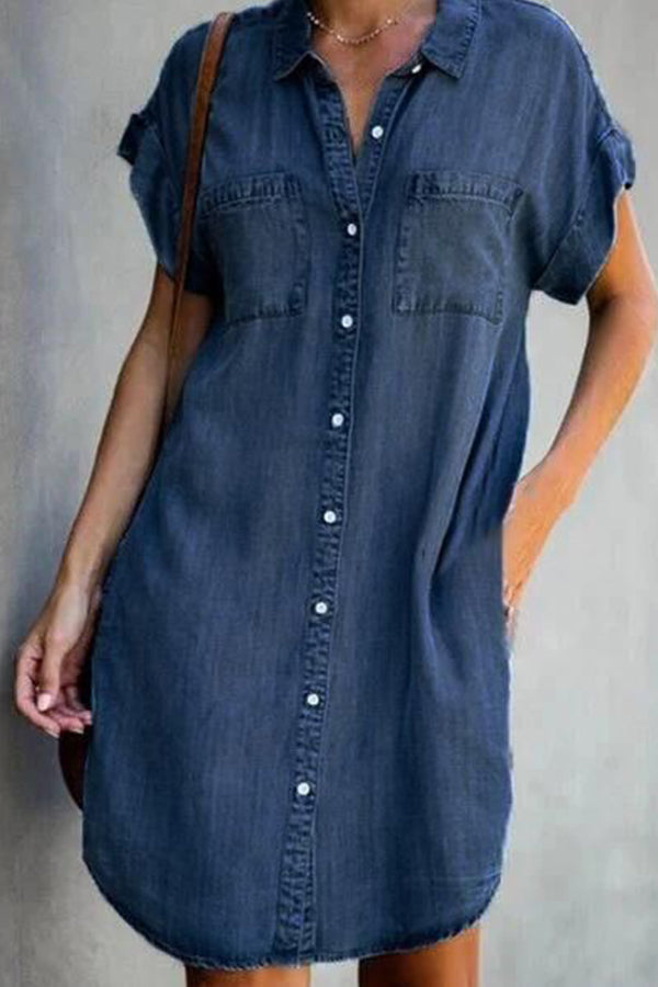 MW | kurzärmliges Midikleid aus Denim