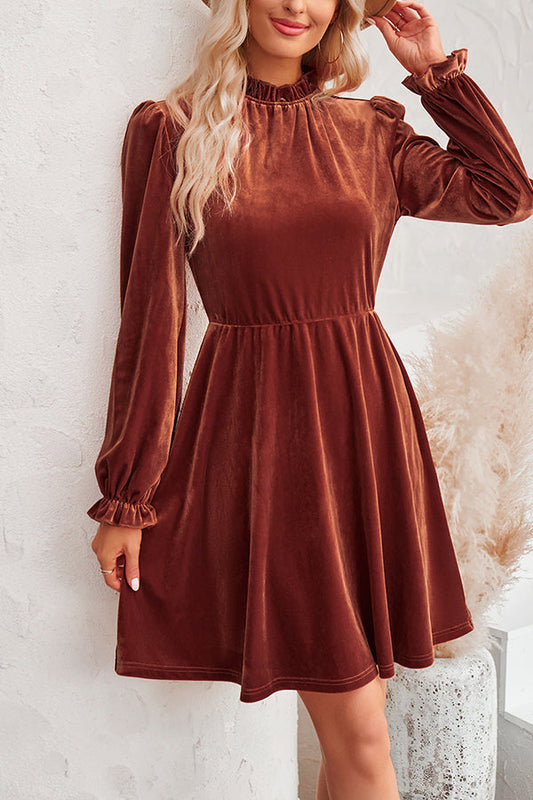 MW | Rollkragen Langärmeliges Minikleid aus Samt