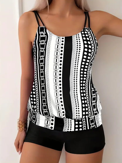 EM | Gestreiftes Tankini mit Druck