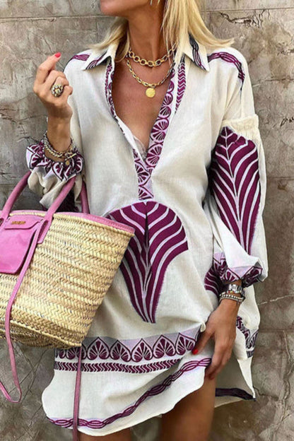 MW | Bedrucktes Tunika-Shirt Minikleid