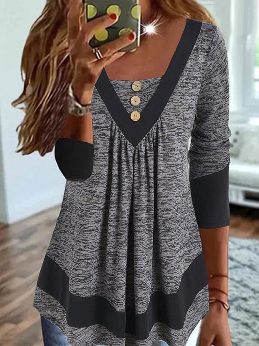 MW | Lässiges Damen-T-Shirt mit V-Ausschnitt und Pullover-Druck