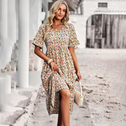 MW | Elegantes geblümtes Midikleid