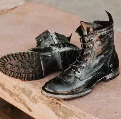 EM | Klassische robuste Vintage-Leder-Schnürstiefel