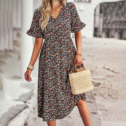 MW | Elegantes geblümtes Midikleid