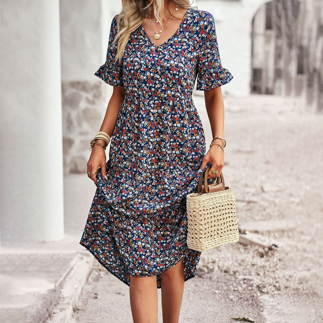 MW | Elegantes geblümtes Midikleid
