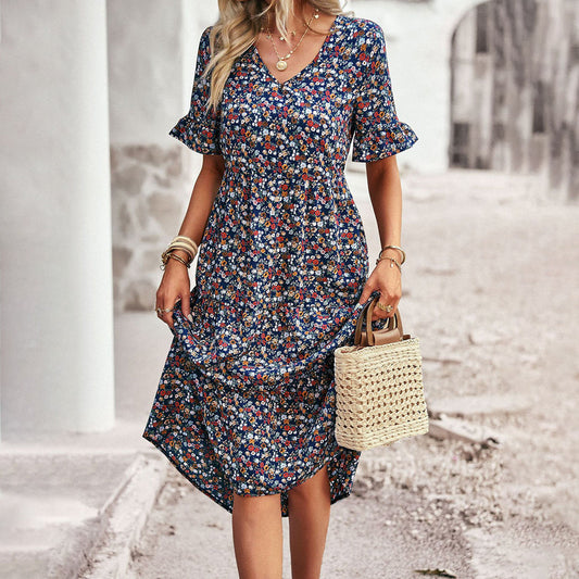 MW | Elegantes geblümtes Midikleid