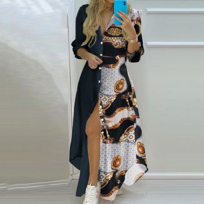 MW | elegantes langärmeliges Maxikleid für legere und formelle Anlässe
