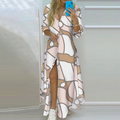 MW | elegantes langärmeliges Maxikleid für legere und formelle Anlässe