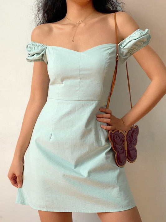 MW | Vintage Minikleid mit Puffärmeln