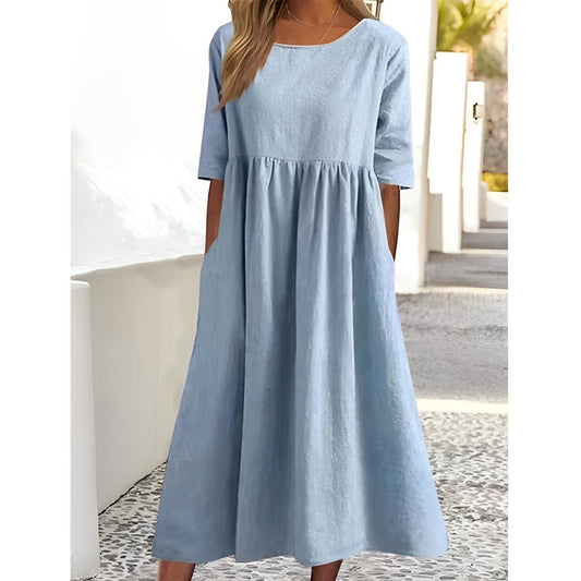 EM | Unifarbenes Midikleid