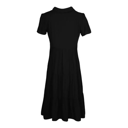 MW | Casual Holiday Midi V Neck Single Breasted Shirt Solid Kurzarm Sommer 2024 Frauenkleid
