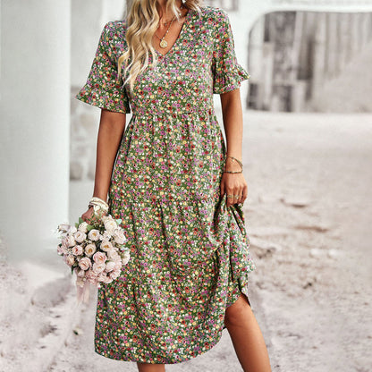 MW | Elegantes geblümtes Midikleid